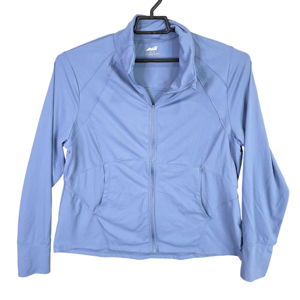 Womens Avia Blue Active Full Zip Jacket Long Sleeve Polyester Stretch Size XXXL - Picture 1 of 8